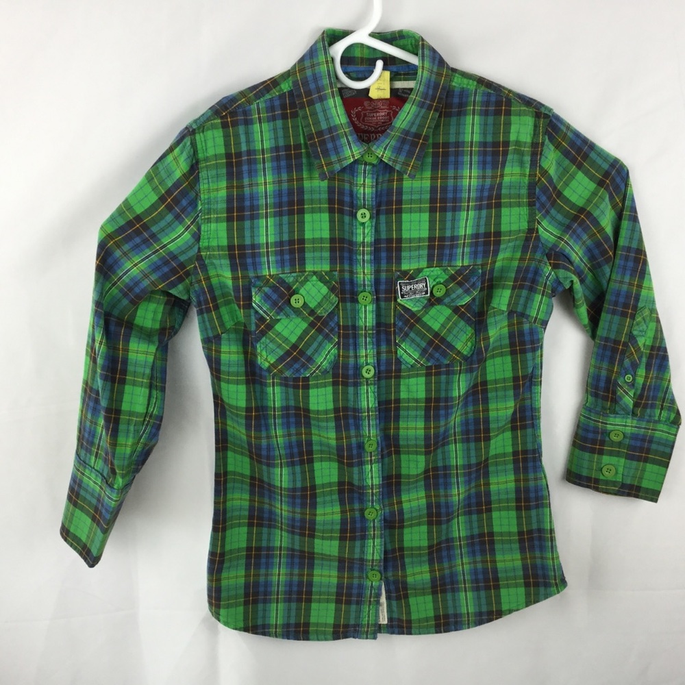 Women’s Superdry Green Flannel Long Sleeve Shirt